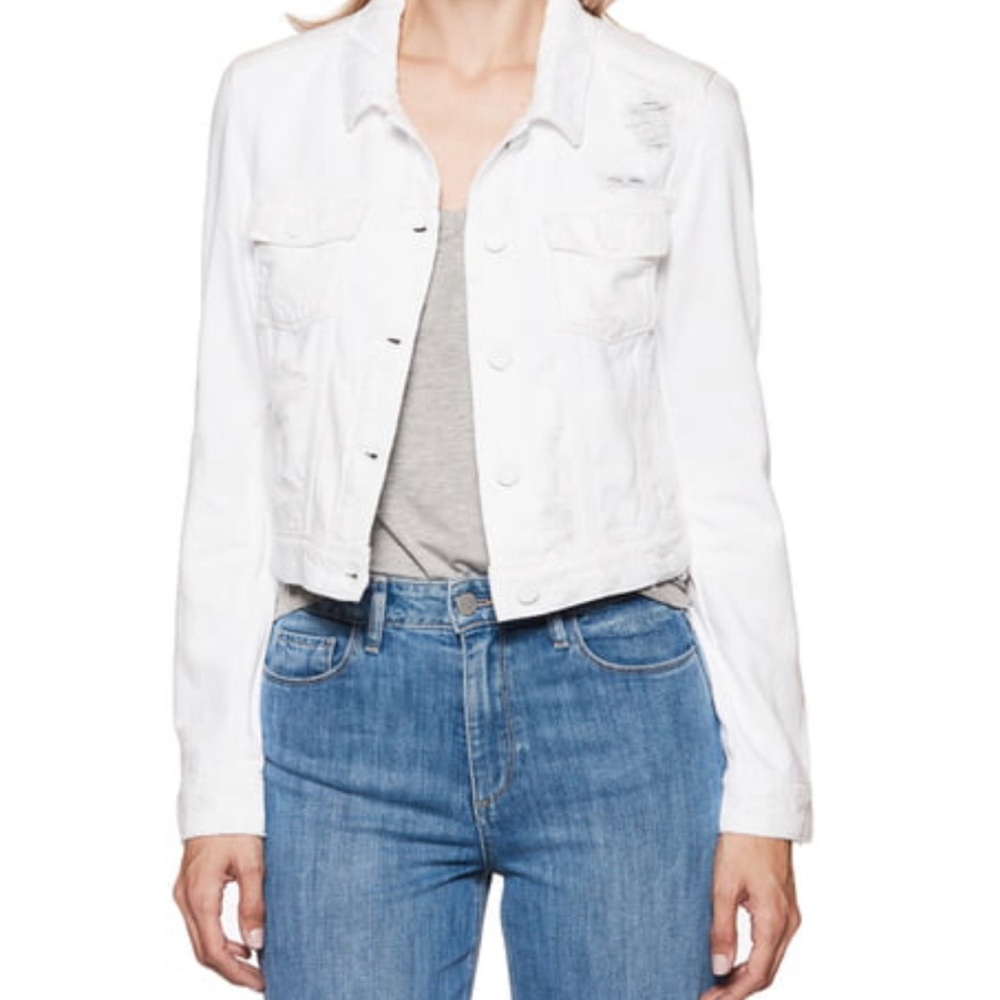 Paige Vivienne Denim Jacket- White Destructed